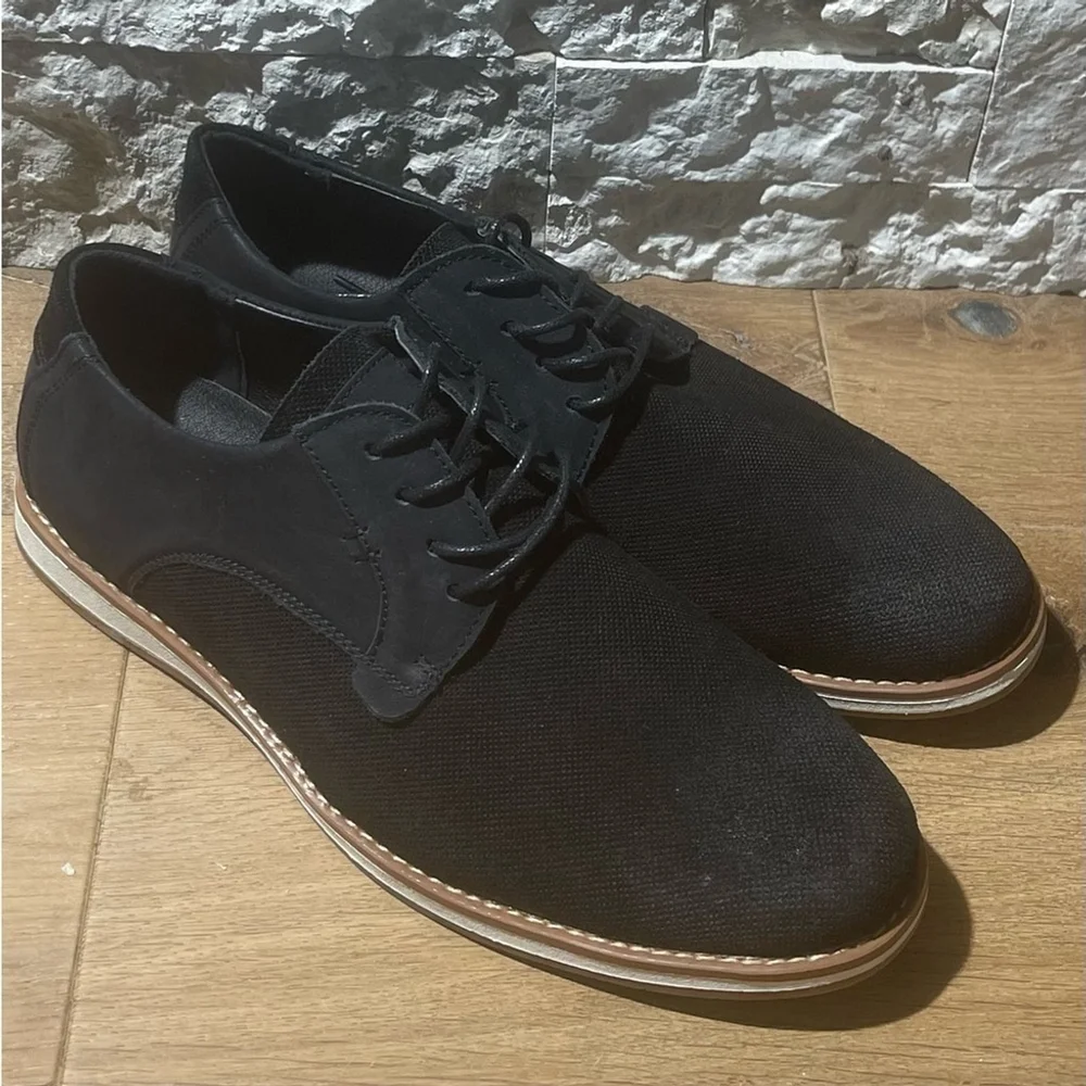ZANZARA Blaze Leather Canvas Derby Size 12 Color Black‎ NWOB